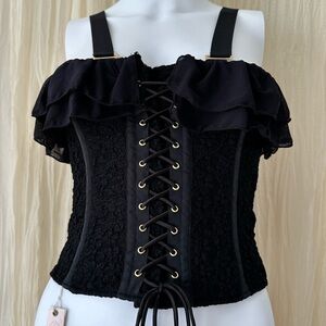 New Free People We Are HAH x Revolve Seams Like A Princess Corset Noir Small